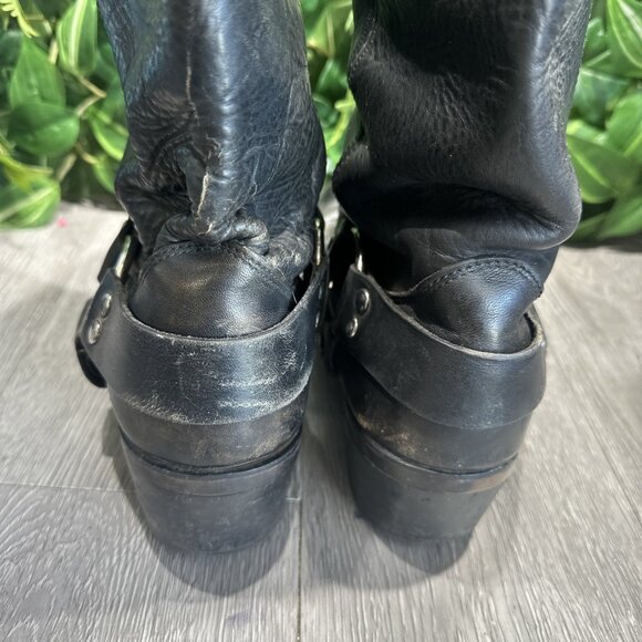 Square Toe Harness Boots Mens Motorcycle Brown Leather 70s Cats Paw Size 9.5 main image 5